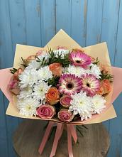 Букет цветов из:  Розы, Герберы и Хризантемы #REPLACE_PRED# Юхнове