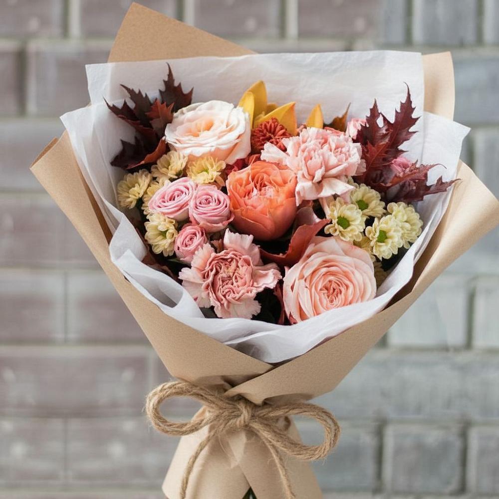 Букет цветов из: Гвоздики, Хризантемы и Розы в Юхнове