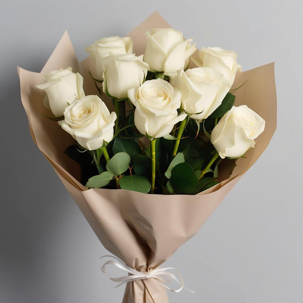 Букет 9 Белых роз Эдлесс Лав в Юхнове