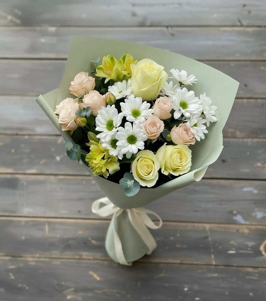 Букет цветов из: Альстромерии, Розы и Хризантемы в Юхнове