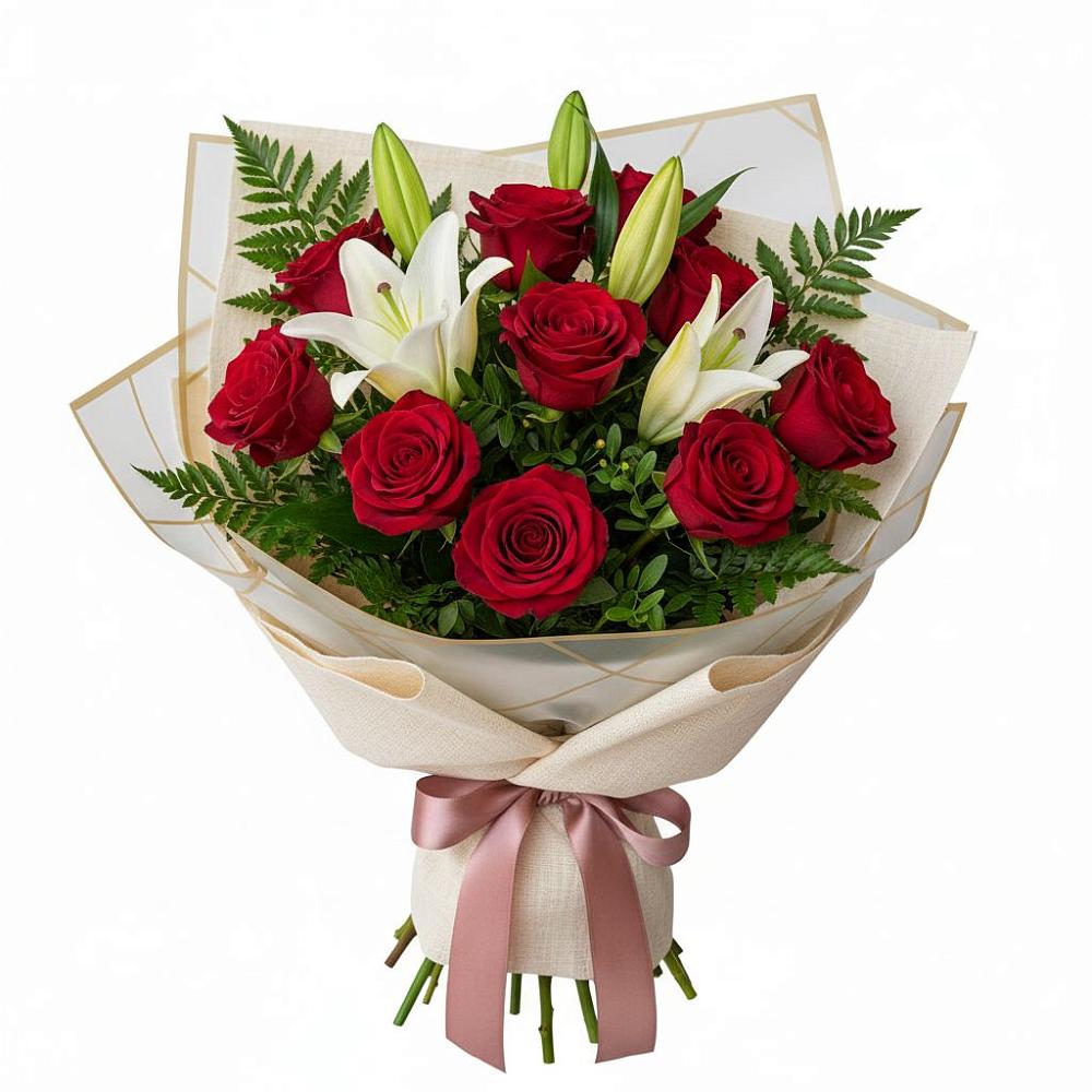 Букет цветов из: Лилии и Розы в Юхнове