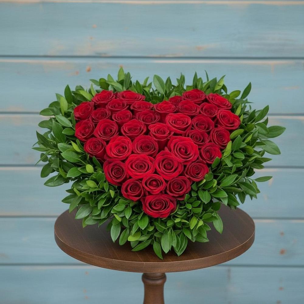 Цветочная композиция из Розы в виде сердца в Юхнове