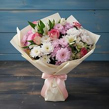 Букет цветов из:  Хризантемы, Альстромерии и Розы в Юхнове