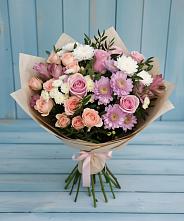 Букет цветов из:  Хризантемы, Розы и Альстромерии в Юхнове