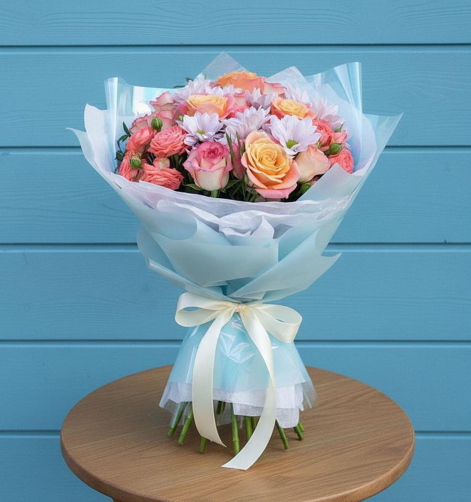 Букет цветов из: Хризантемы и Розы в Юхнове