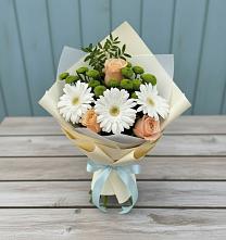 Букет цветов из:  Герберы, Розы и Хризантемы в Юхнове