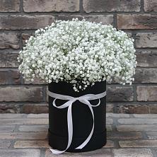 Цветочная композиция из Гипсофила в шляпной коробке в Юхнове